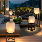 Geometrisk Industriel Solcelle Gulvlampe - Minimalistisk