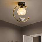Crescent-figur med struktureret loftlampe – lysdæmpbar