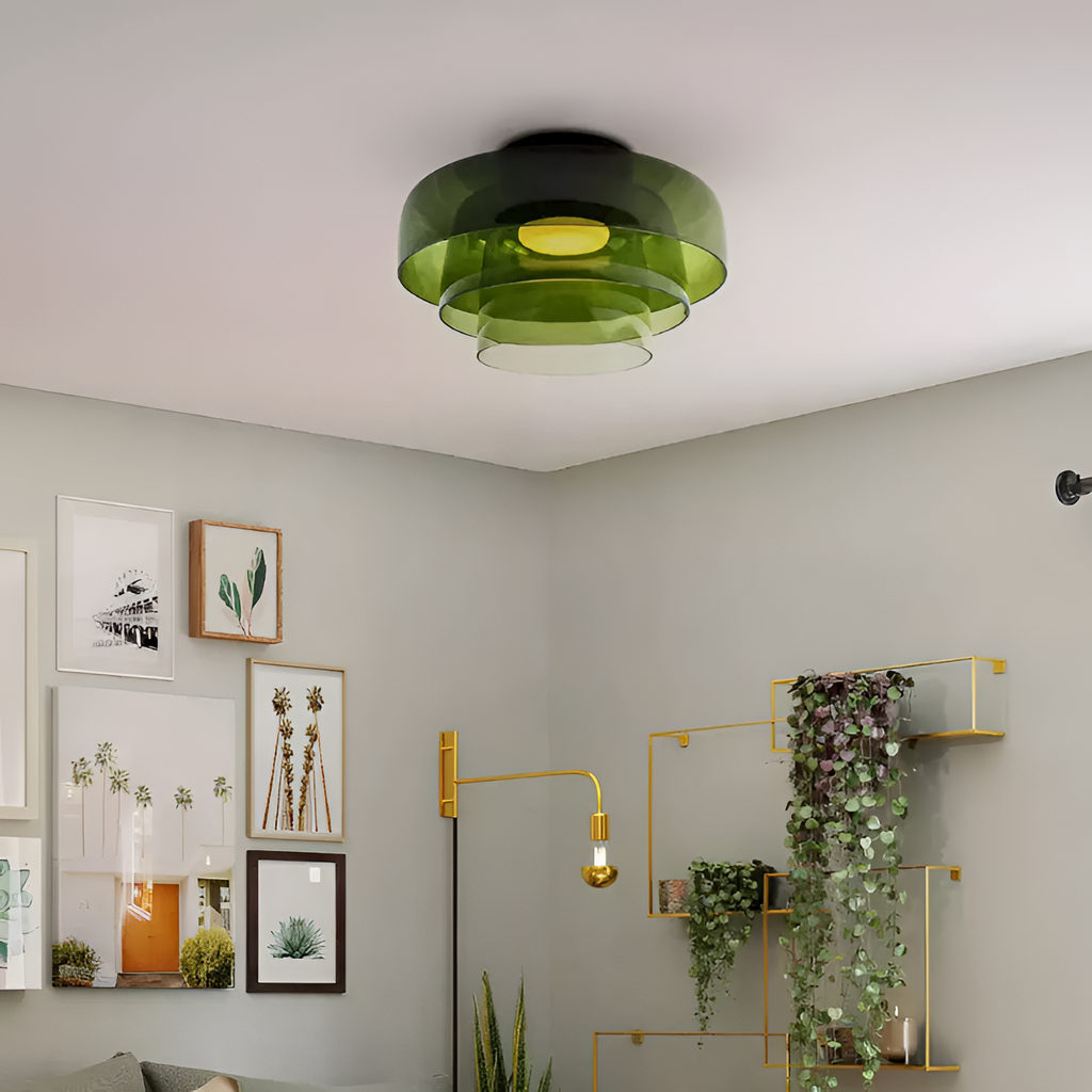 Flerlaget Transparent Glasloftlampe - Minimalistisk