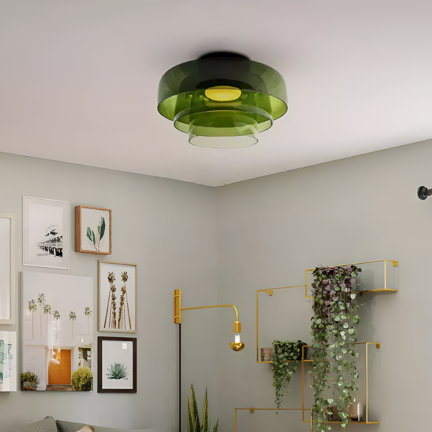 Flerlaget Transparent Glasloftlampe - Minimalistisk