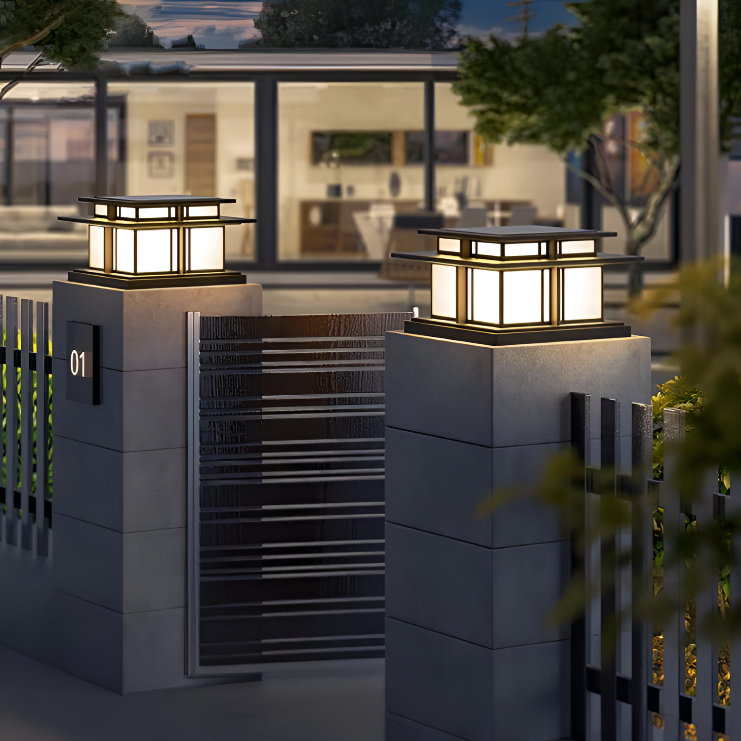 Zen-stil Solcellelampe til Søjle - Minimalistisk