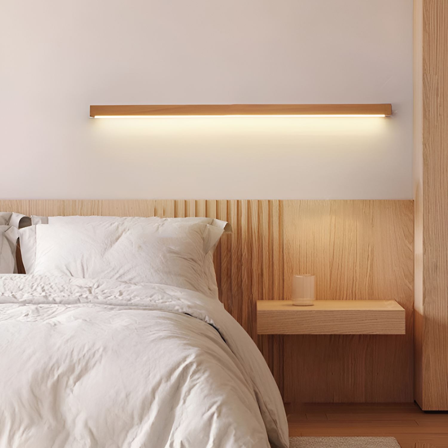 Væglampe i massivt træ med LED-lys - japansk stil