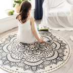 Mandala-mønstret Rundt Gulvtæppe Med Kvaster - Indretning Boho