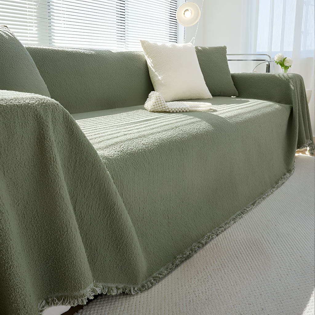 Minimalistisk Tekstureret Sofaovertræk - Ensfarvet