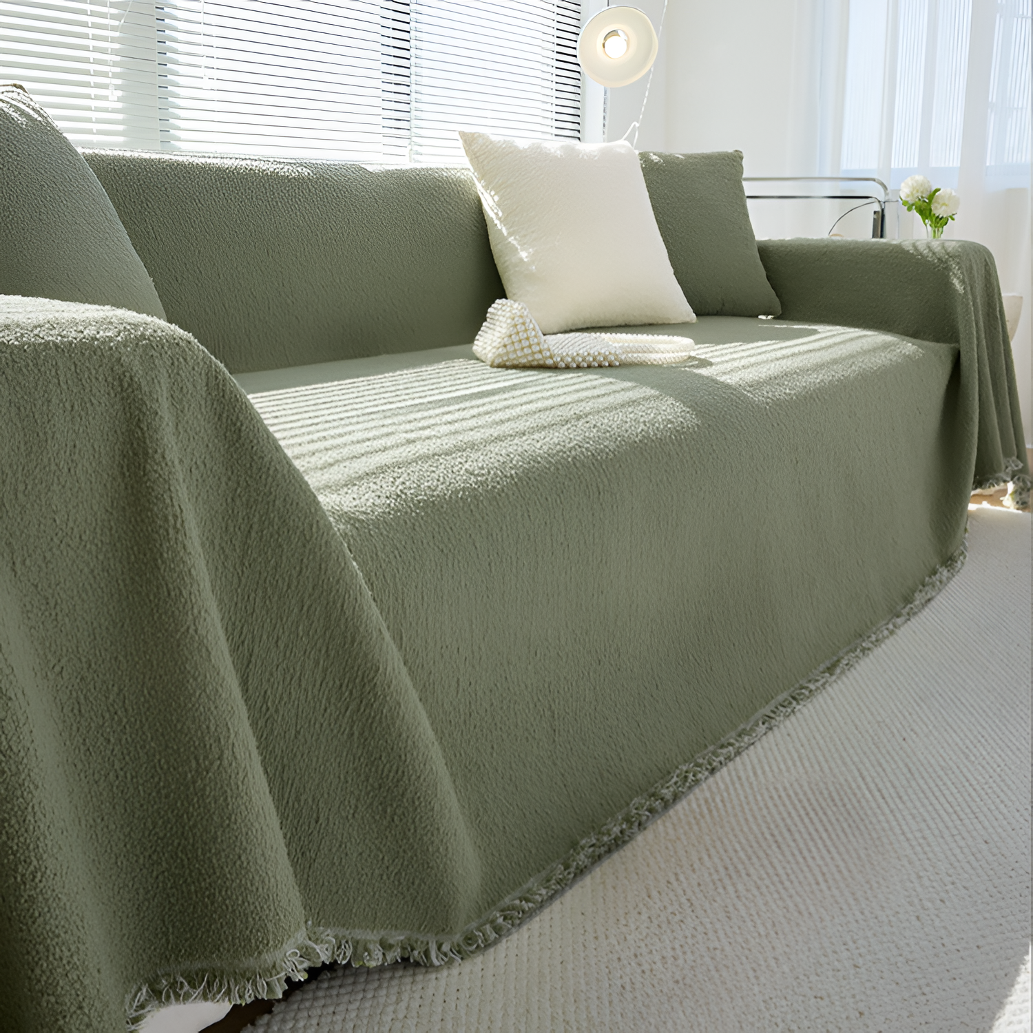 Minimalistisk Tekstureret Sofaovertræk - Ensfarvet