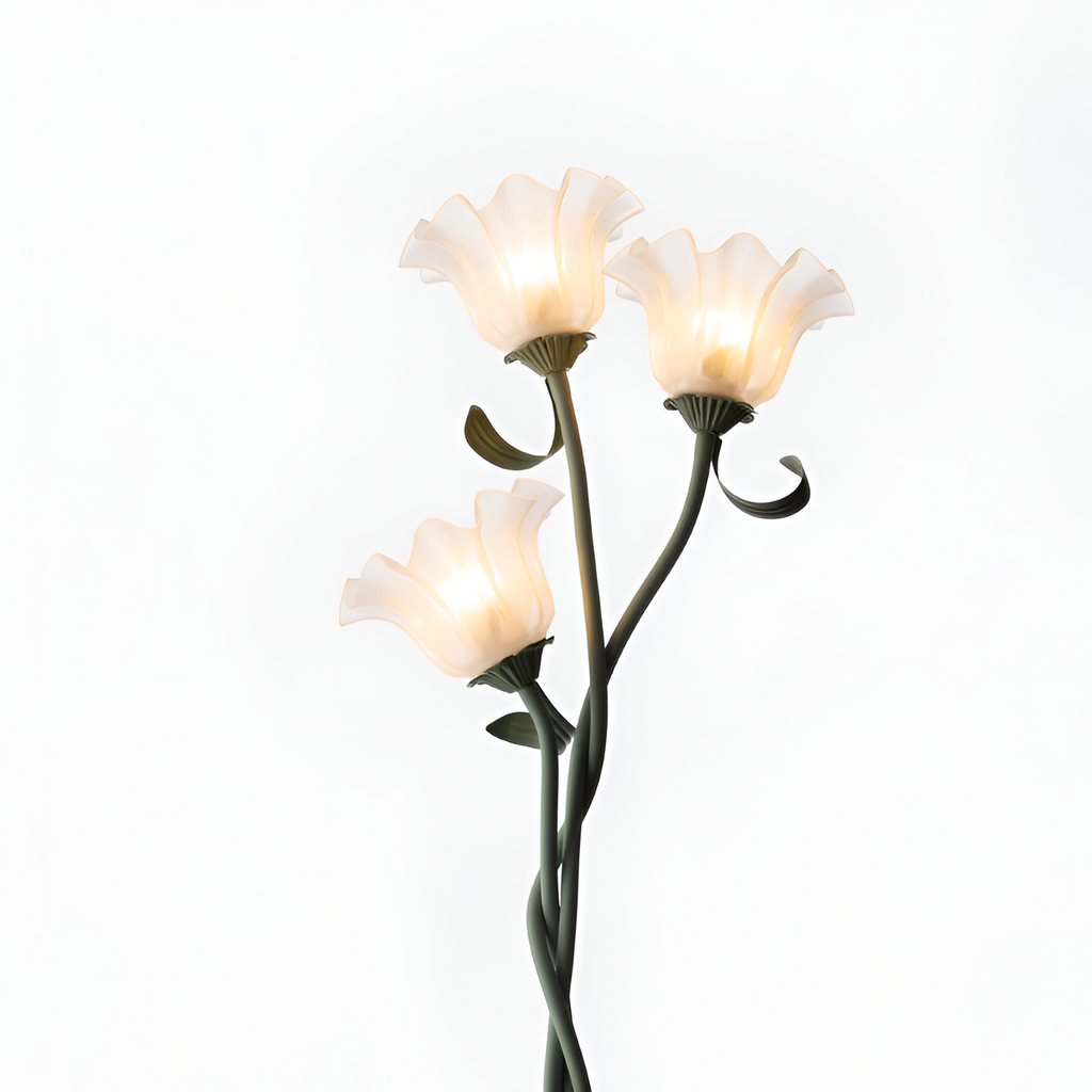 Blomstret buet gulvlampe - justerbar