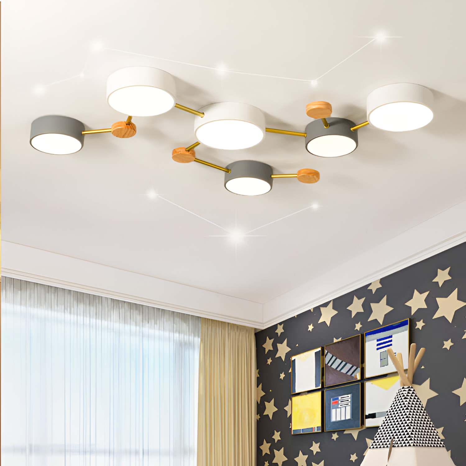 Minimalistisk indbygget lampe i massivt træ – skandinavisk stil