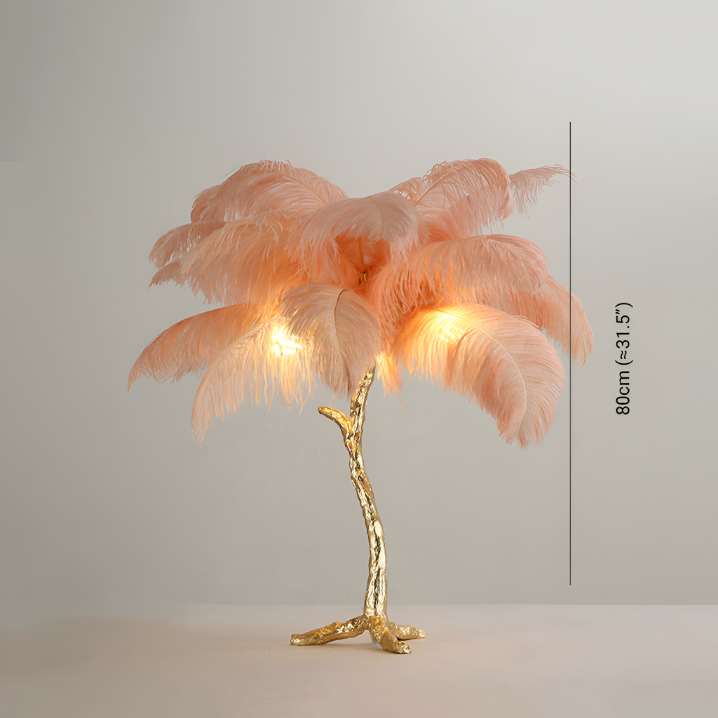 Træformet Fjeder Bordlampe - Dekorativ