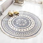 Mandala-mønstret Rundt Gulvtæppe Med Kvaster - Indretning Boho