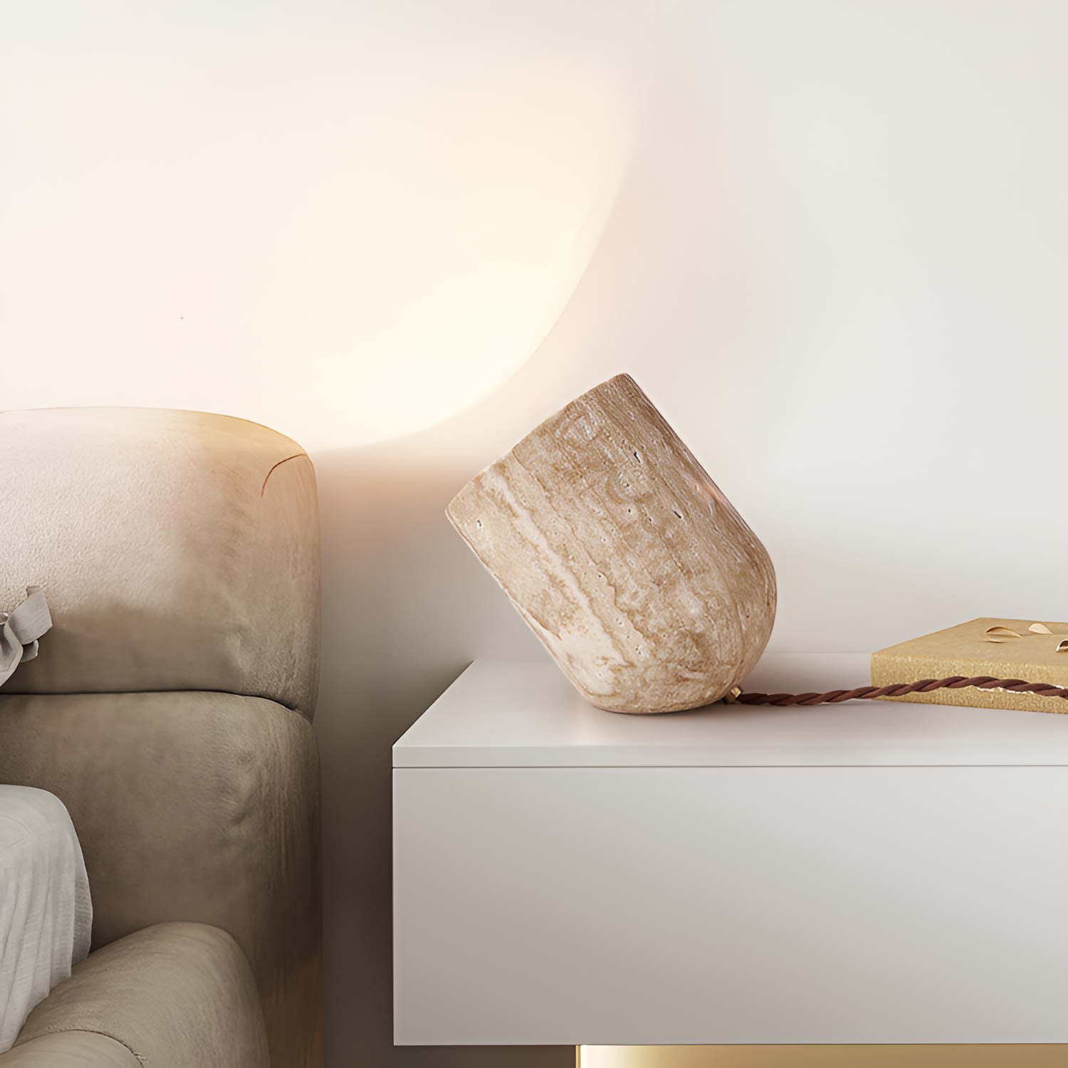 Struktureret Cylinderformet Bordlampe - Abstrakt