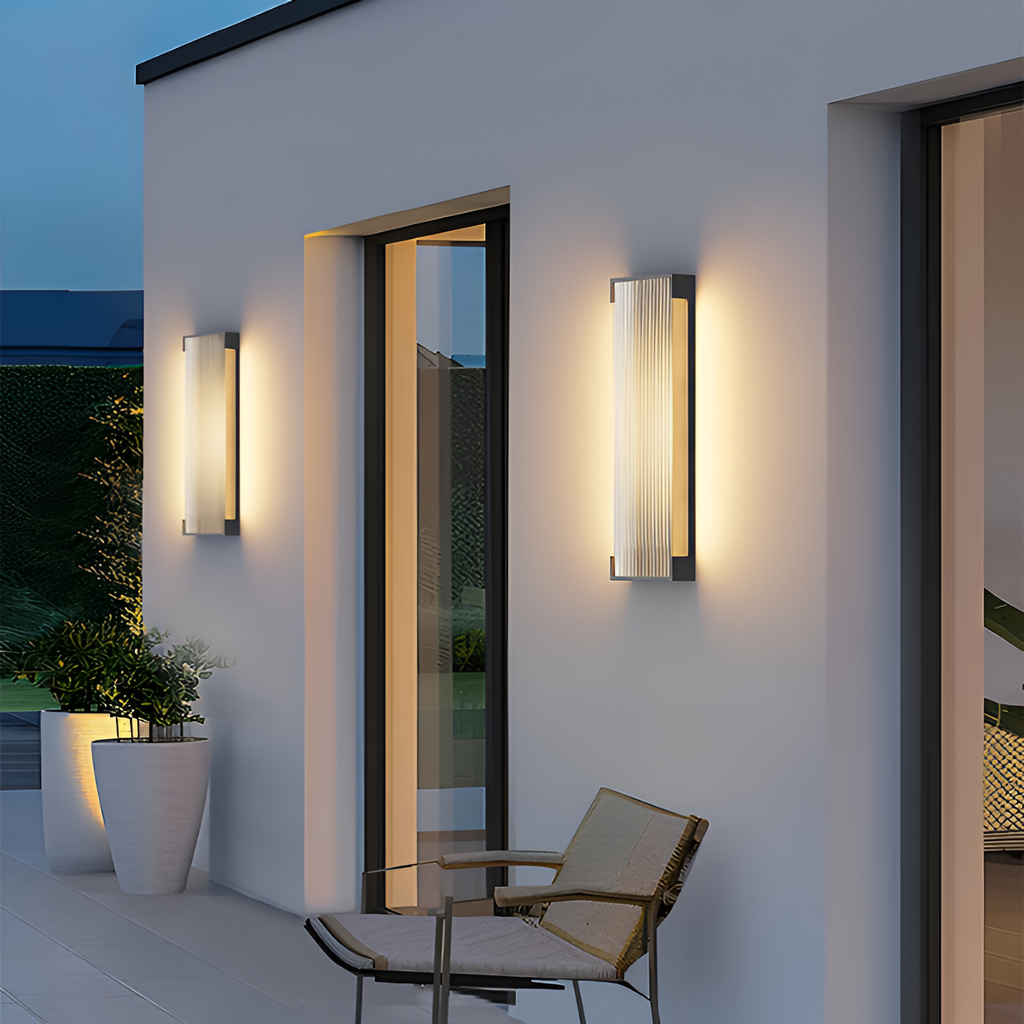 Rektangulær Solenergi Rillet Væglampe - Minimalistisk