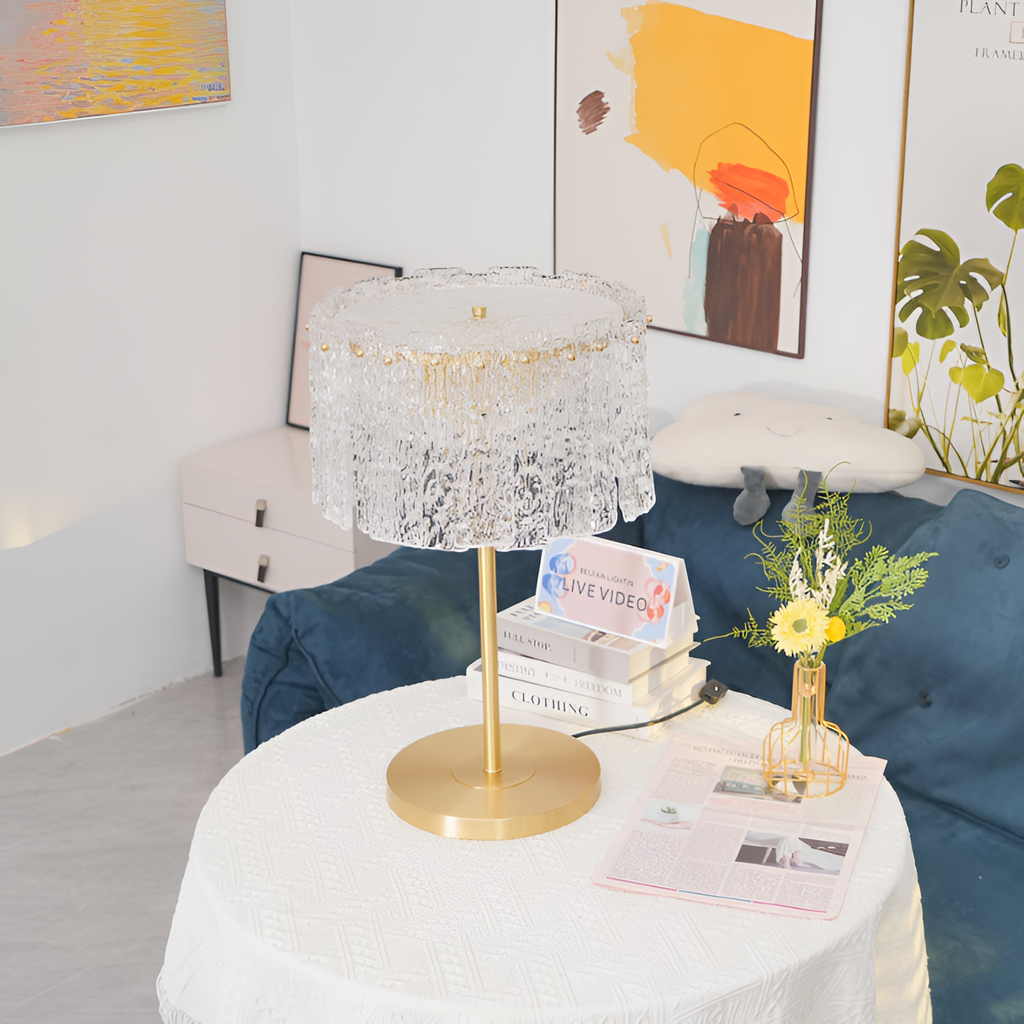 Tekstureret Frostet Bordlampe - Abstrakt