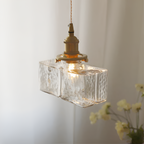 Tekstureret Glas Messing Pendellampe - Industriel