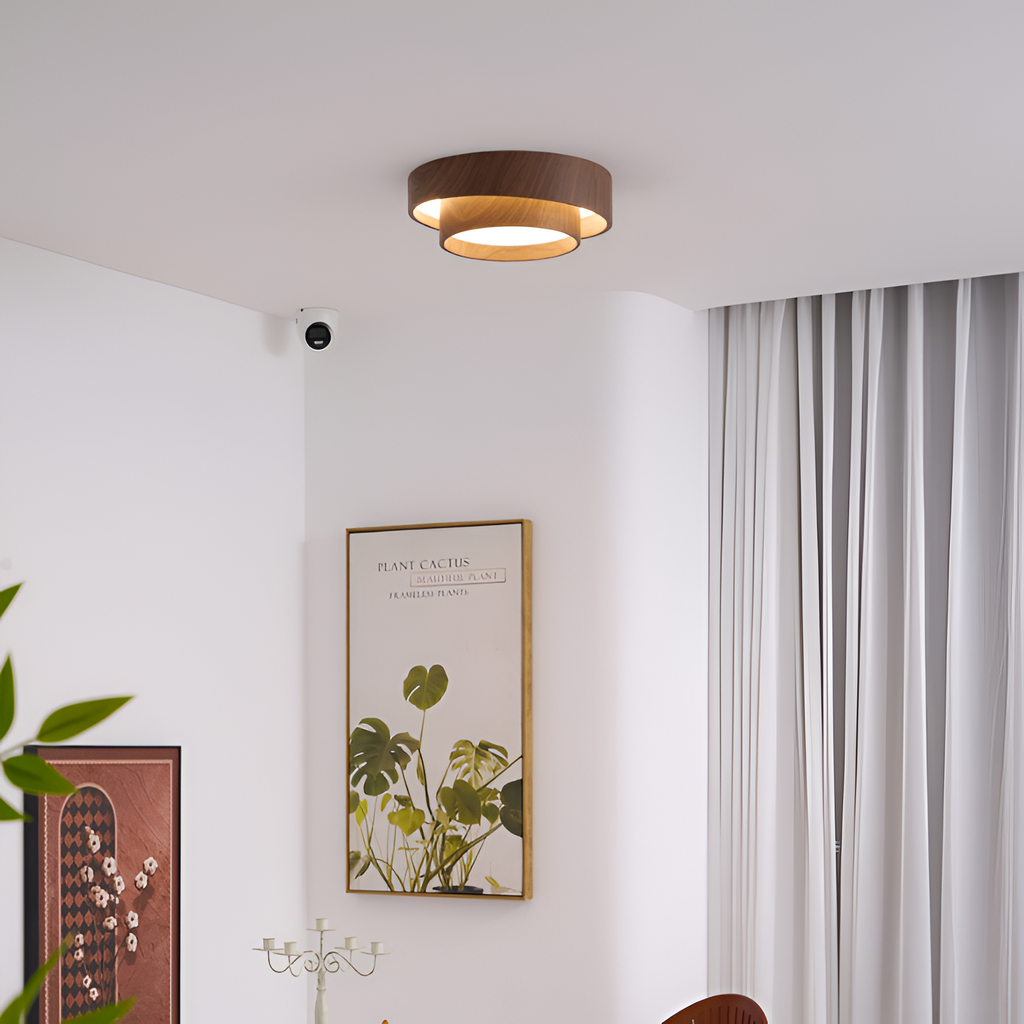Lagdelt Træ-Effekt Loftslampe - Minimalistisk