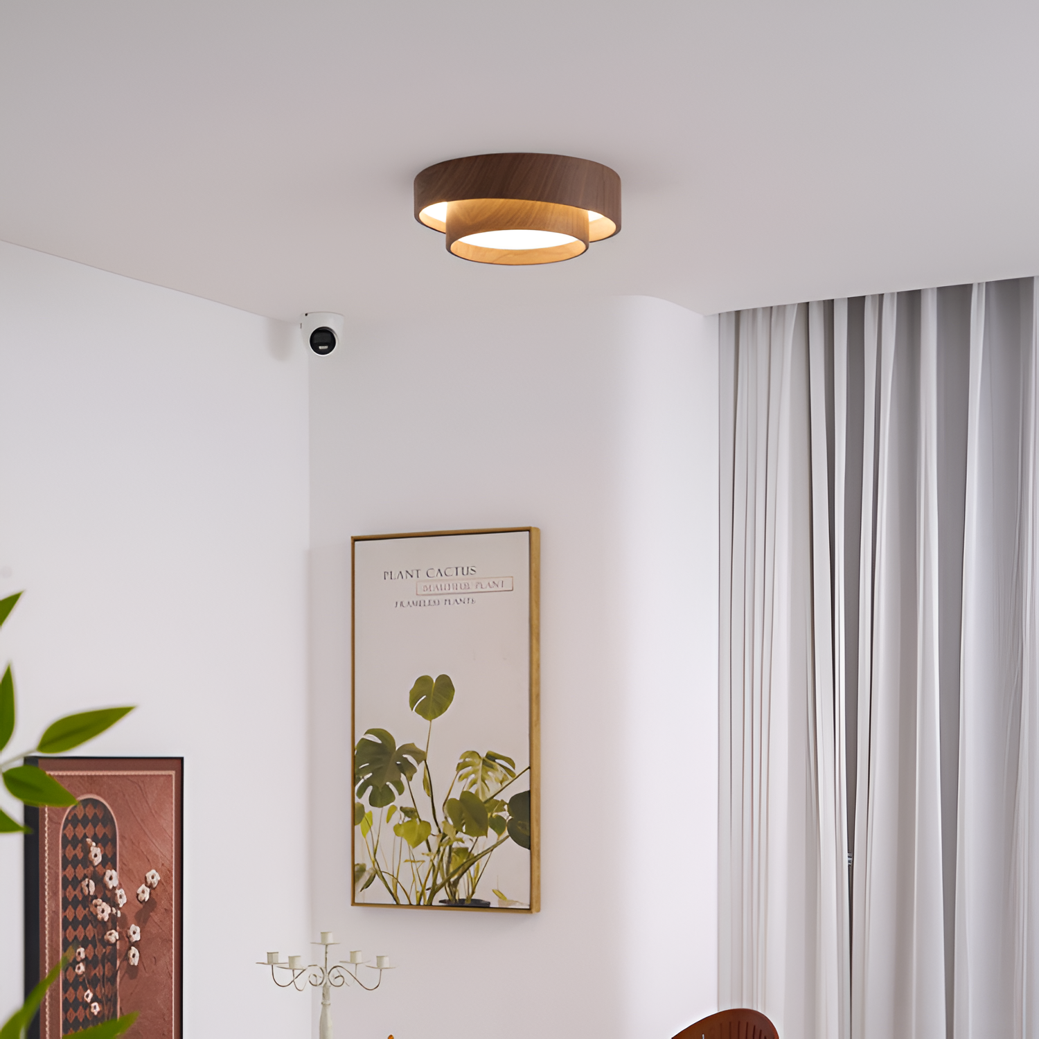 Lagdelt Træ-Effekt Loftslampe - Minimalistisk