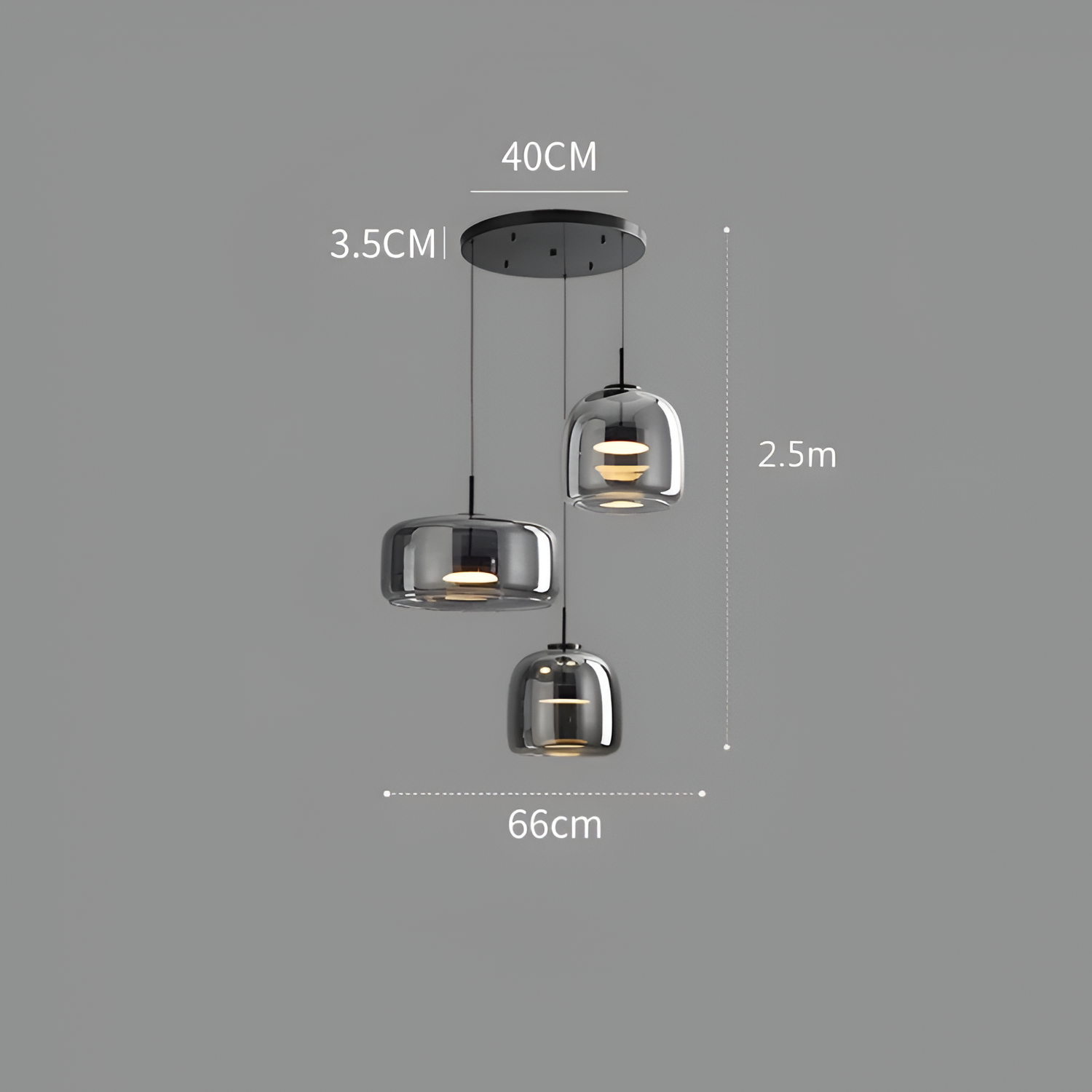 Røget Glas Pendellampe - Nordisk LED Hængelampe