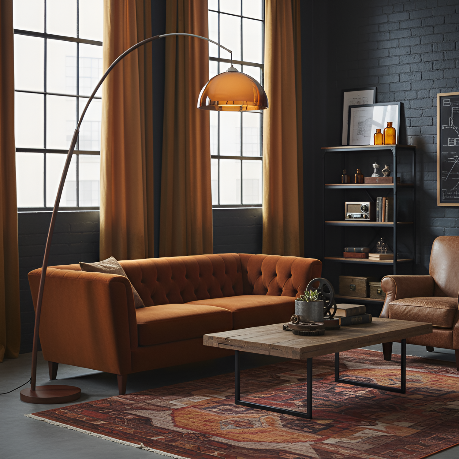 Mid-century Moderne Buegulvlampe - Justerbar