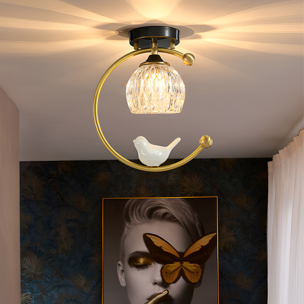 Crescent-figur med struktureret loftlampe – lysdæmpbar