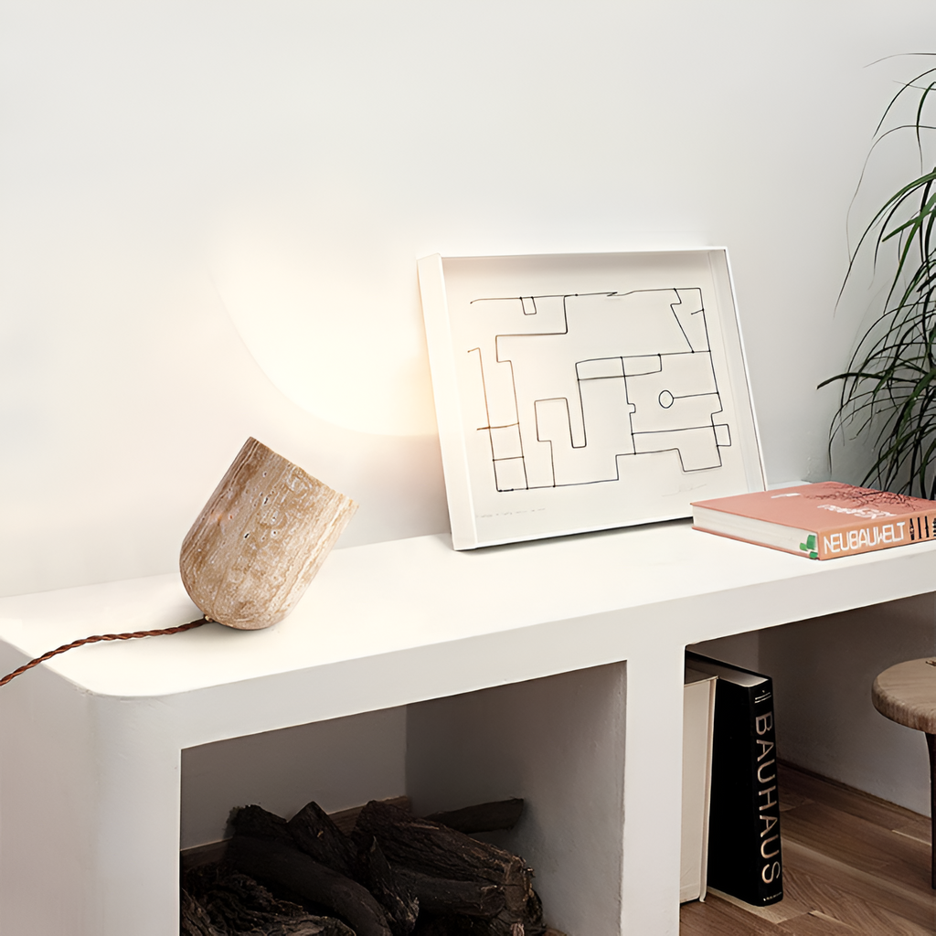Struktureret Cylinderformet Bordlampe - Abstrakt