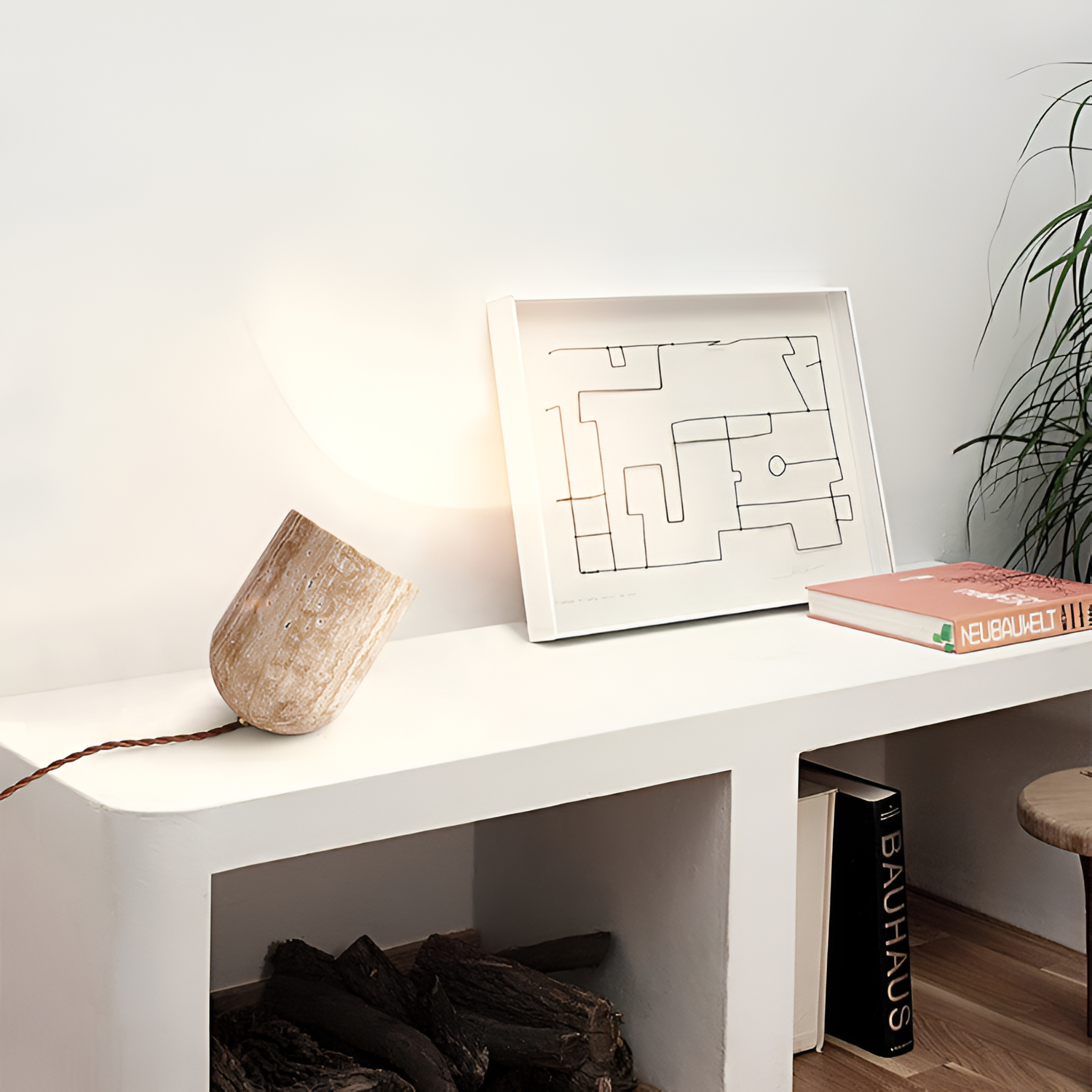 Struktureret Cylinderformet Bordlampe - Abstrakt