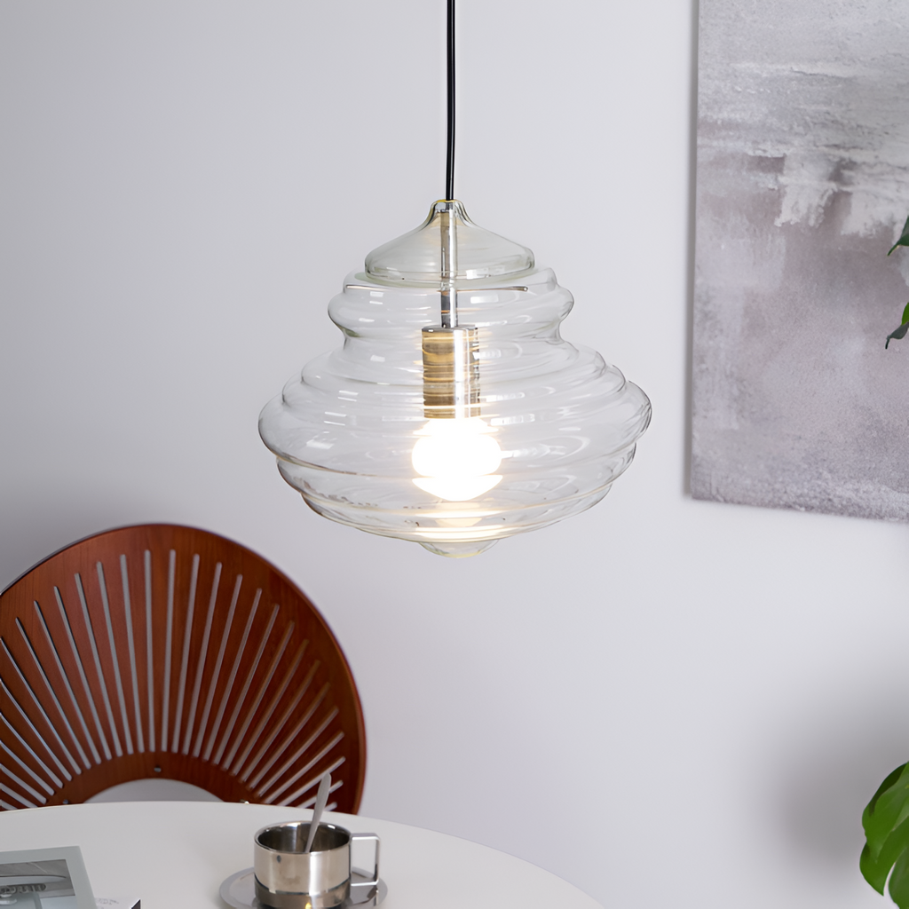 Skulpturel Rillet Glaspendel - Minimalistisk