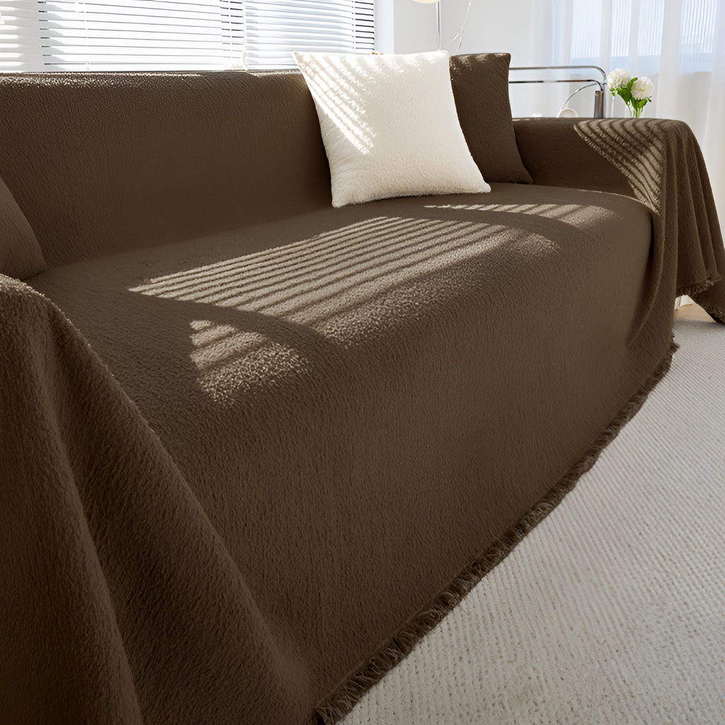 Minimalistisk Tekstureret Sofaovertræk - Ensfarvet
