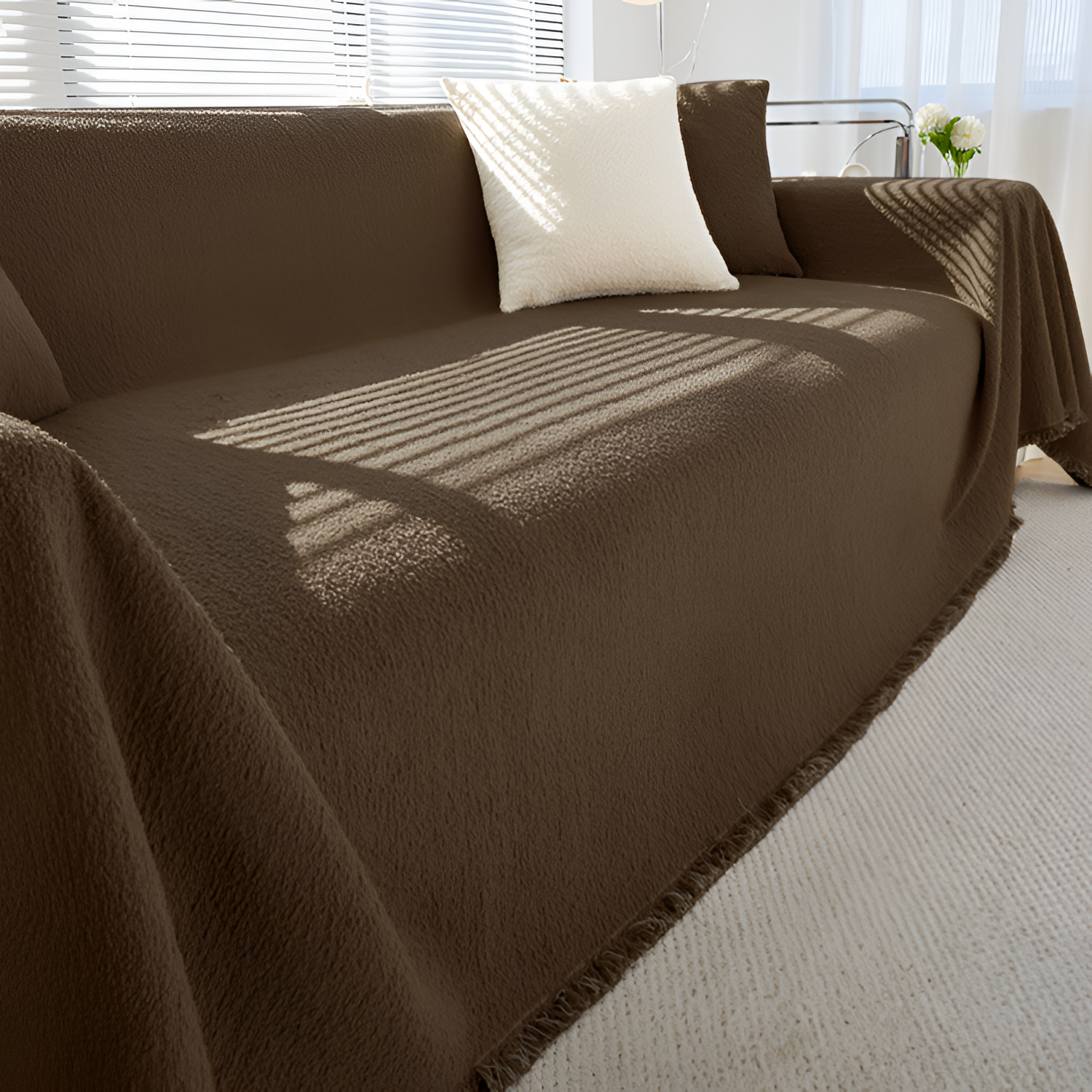 Minimalistisk Tekstureret Sofaovertræk - Ensfarvet