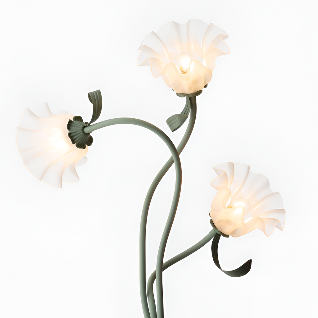 Blomstret buet gulvlampe - justerbar