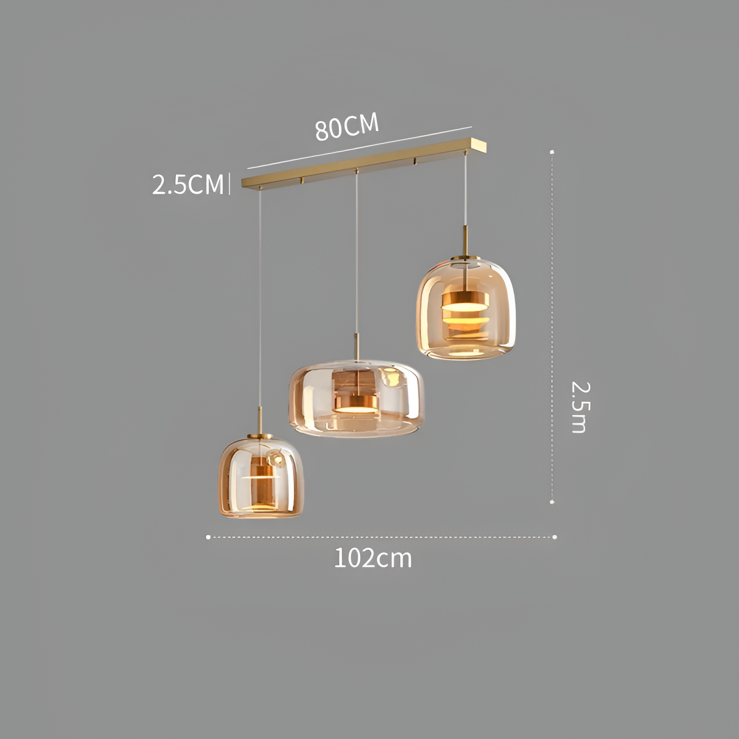 Røget Glas Pendellampe - Nordisk LED Hængelampe