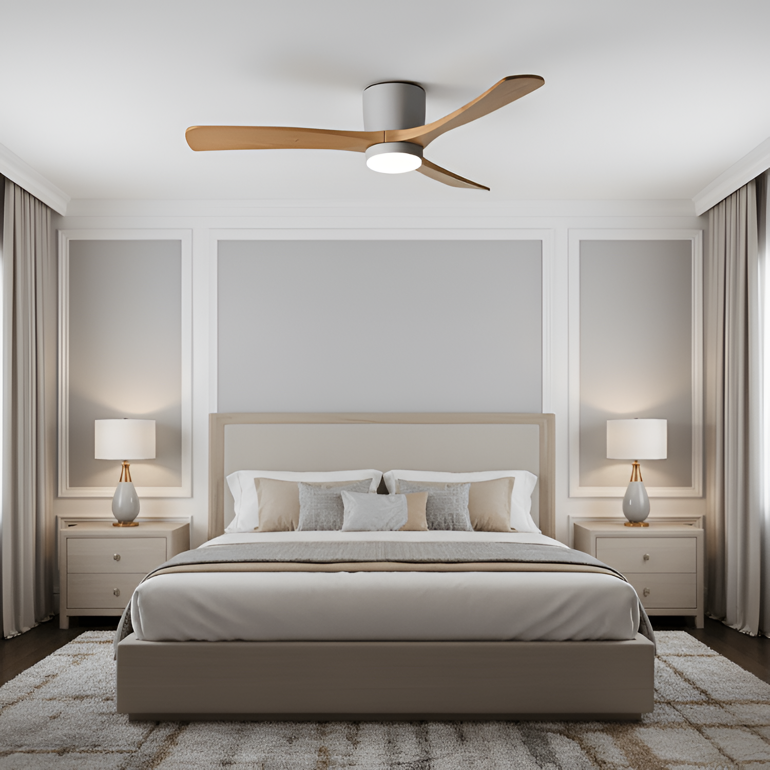 Nordisk Træ Loftsventilatorslampe - Justerbar