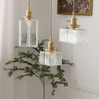 Tekstureret Glas Messing Pendellampe - Industriel