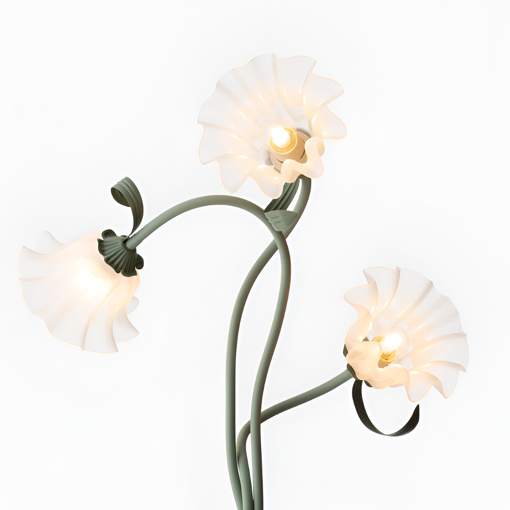 Blomstret buet gulvlampe - justerbar