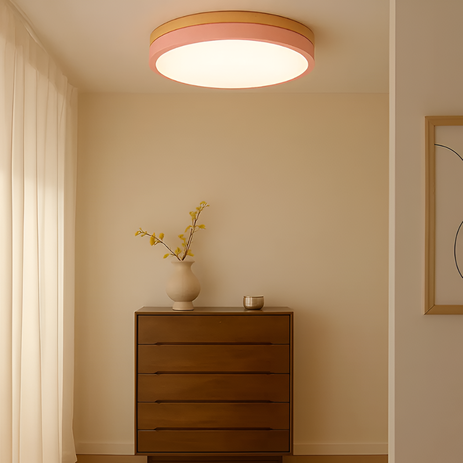 Skandinavisk Loftlampe med Træ - Moderne Hjemmebelysning