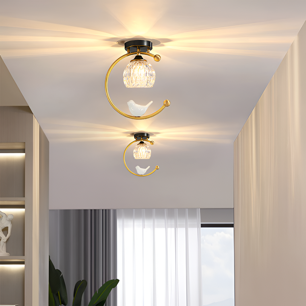Crescent-figur med struktureret loftlampe – lysdæmpbar