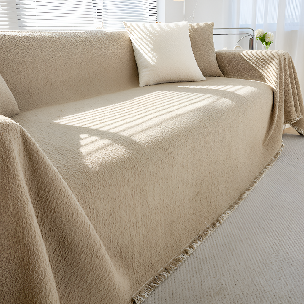 Minimalistisk Tekstureret Sofaovertræk - Ensfarvet