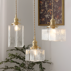 Tekstureret Glas Messing Pendellampe - Industriel