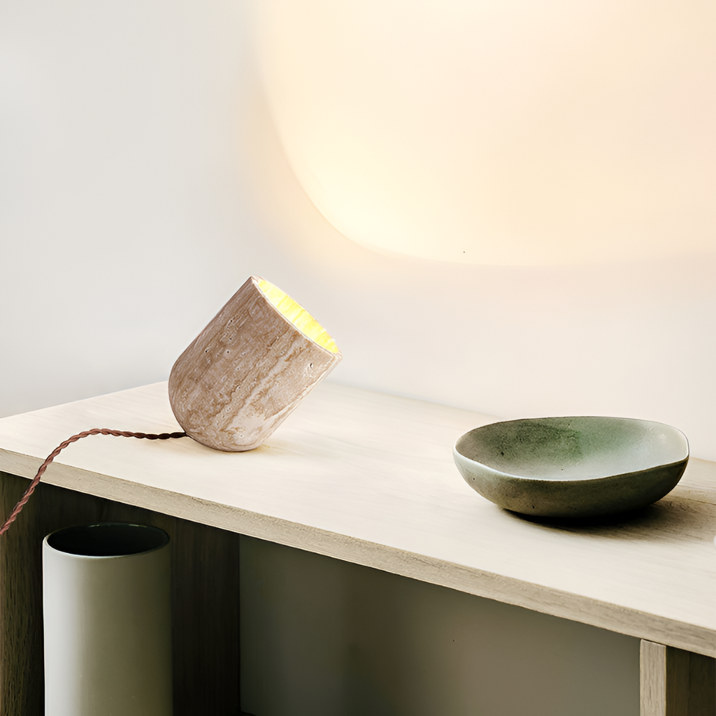 Struktureret Cylinderformet Bordlampe - Abstrakt