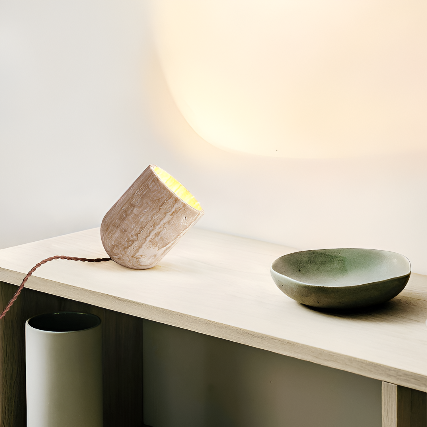 Struktureret Cylinderformet Bordlampe - Abstrakt