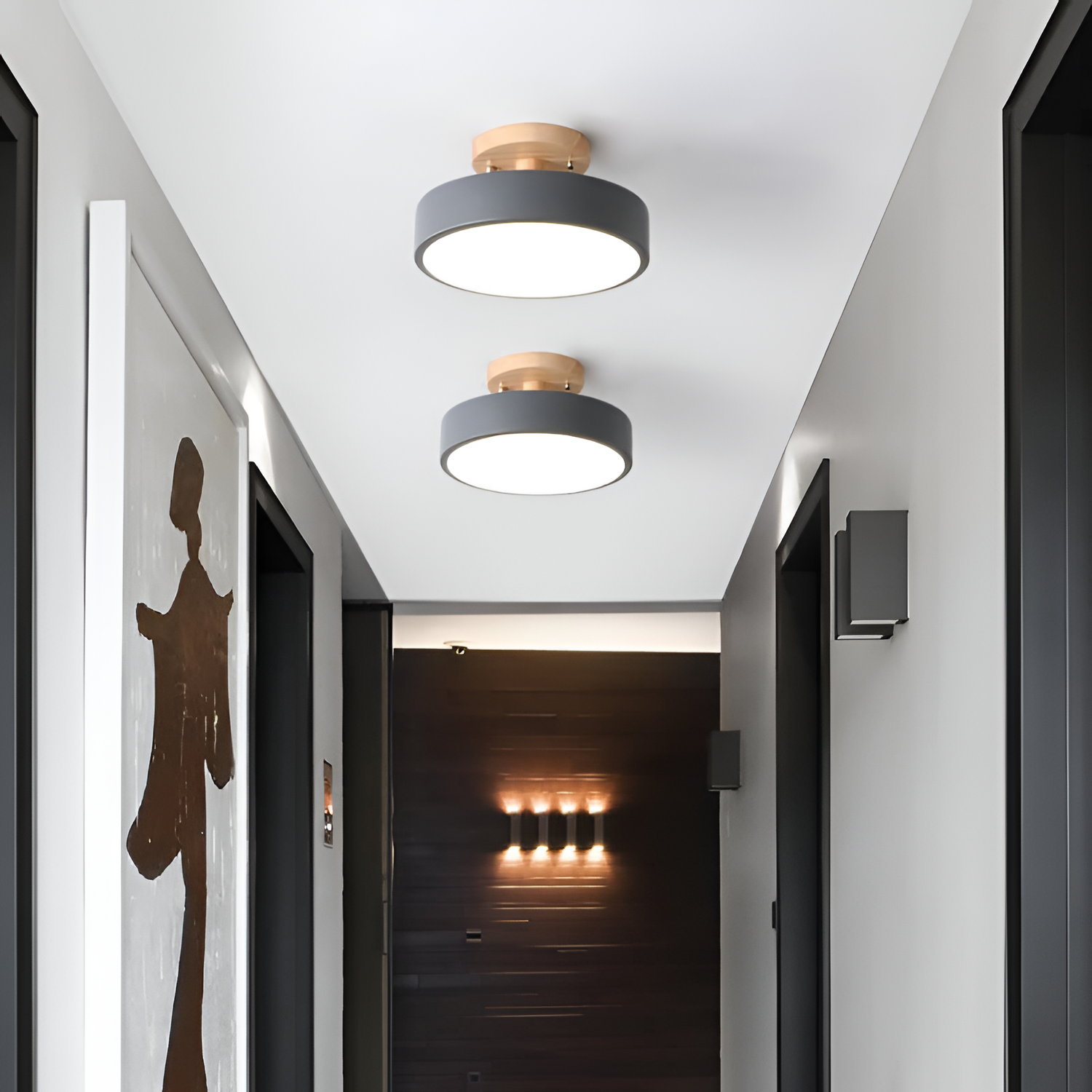 Træbase Nordisk Loftlampe - Minimalistisk