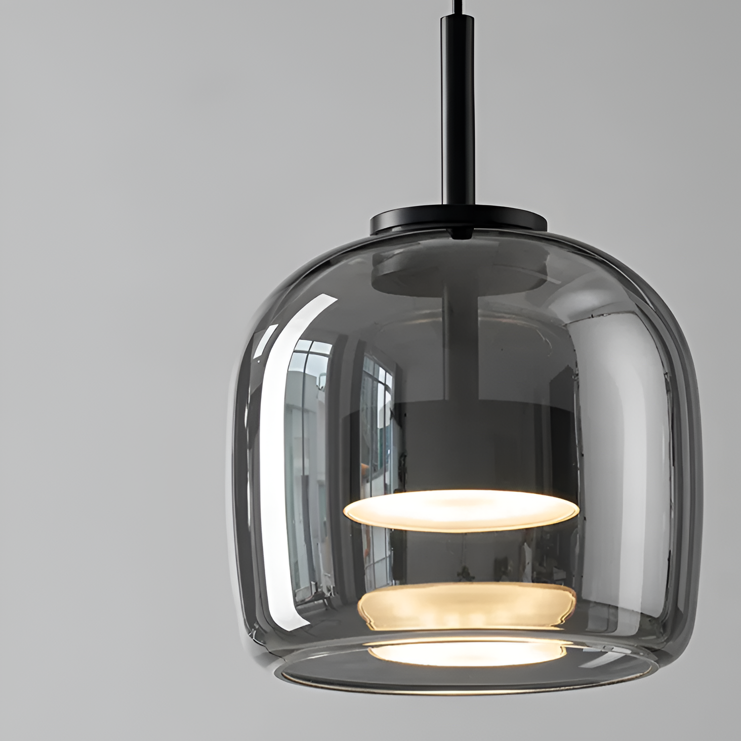 Røget Glas Pendellampe - Nordisk LED Hængelampe