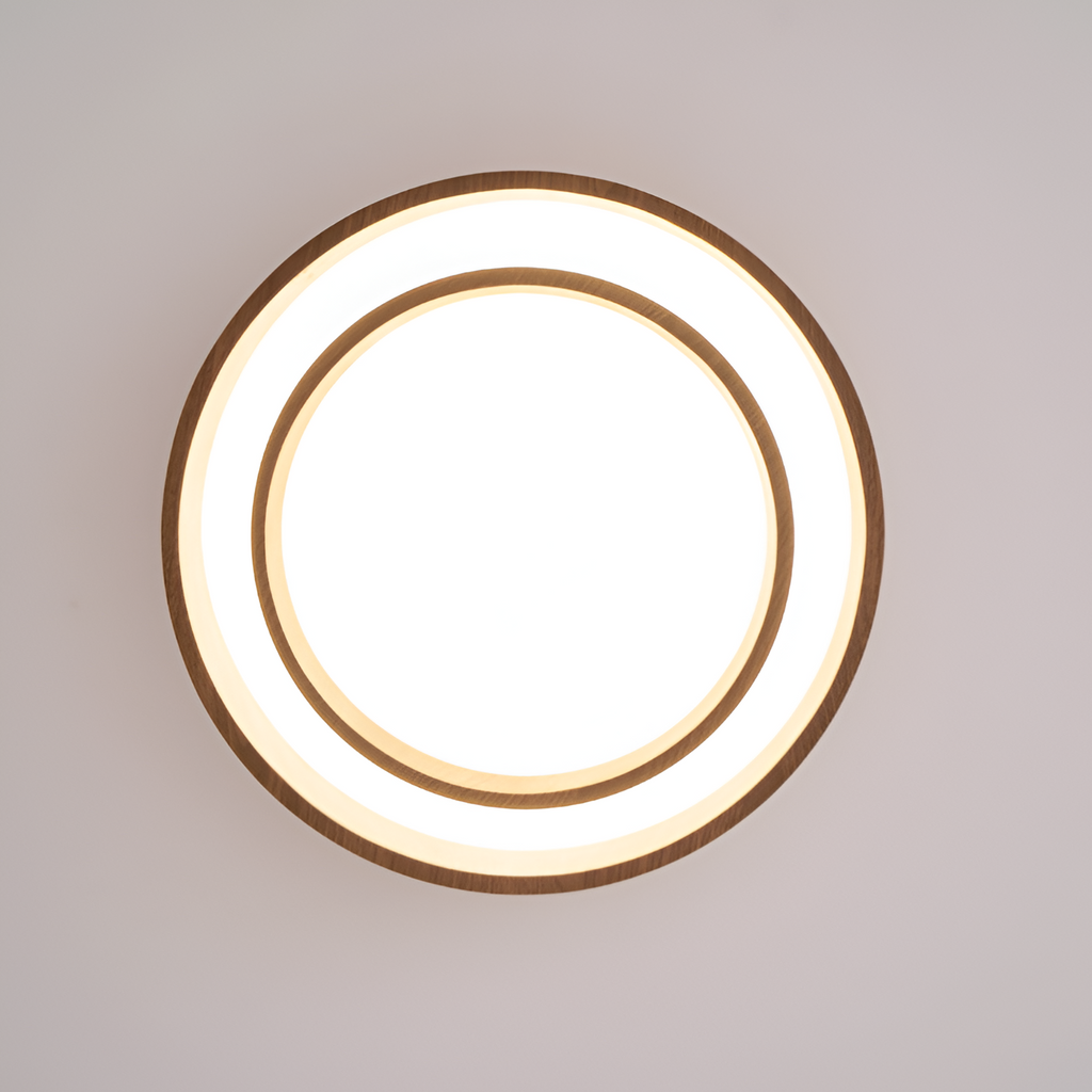 Lagdelt Træ-Effekt Loftslampe - Minimalistisk