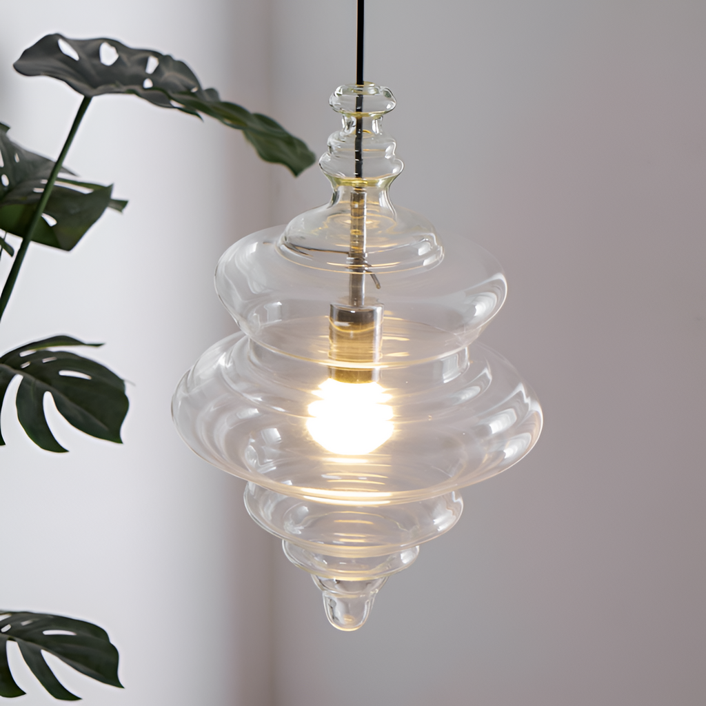 Skulpturel Rillet Glaspendel - Minimalistisk