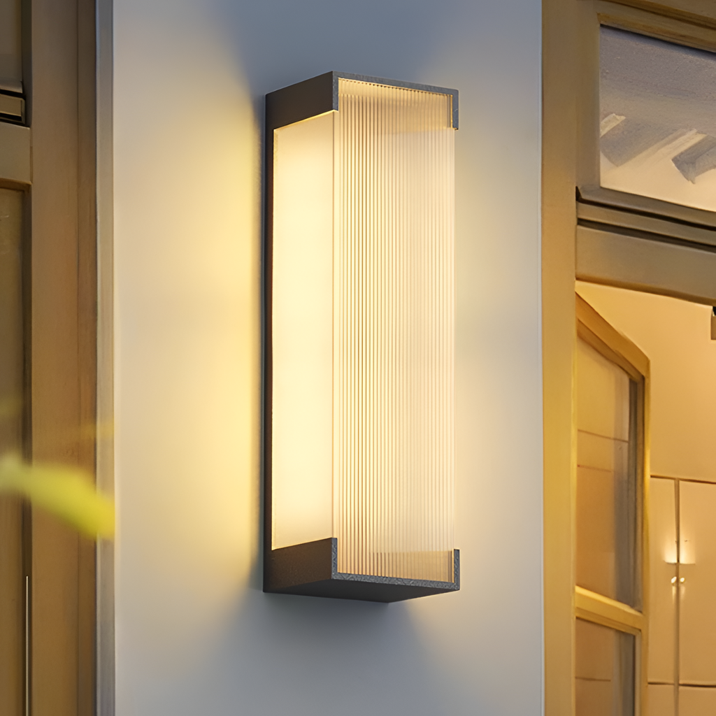 Rektangulær Solenergi Rillet Væglampe - Minimalistisk