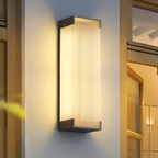 Rektangulær Solenergi Rillet Væglampe - Minimalistisk
