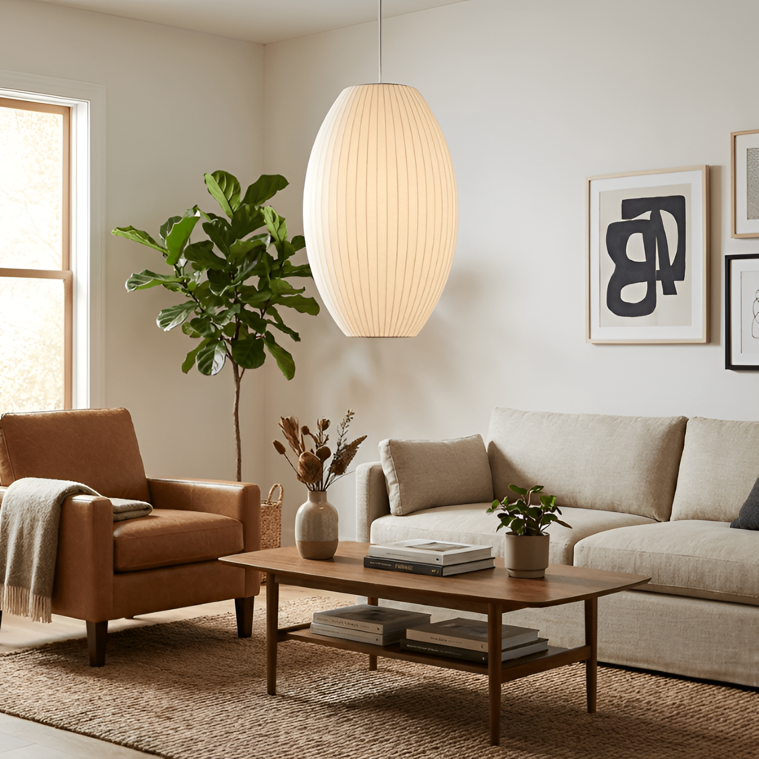 Mid Century Stil Pendellampe - Ribbet Ellipse