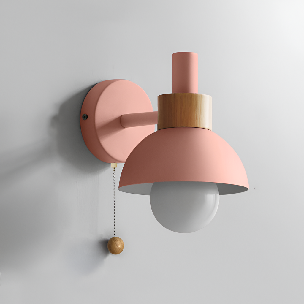 Minimalistisk Macaron-væglampe – trækafbryder