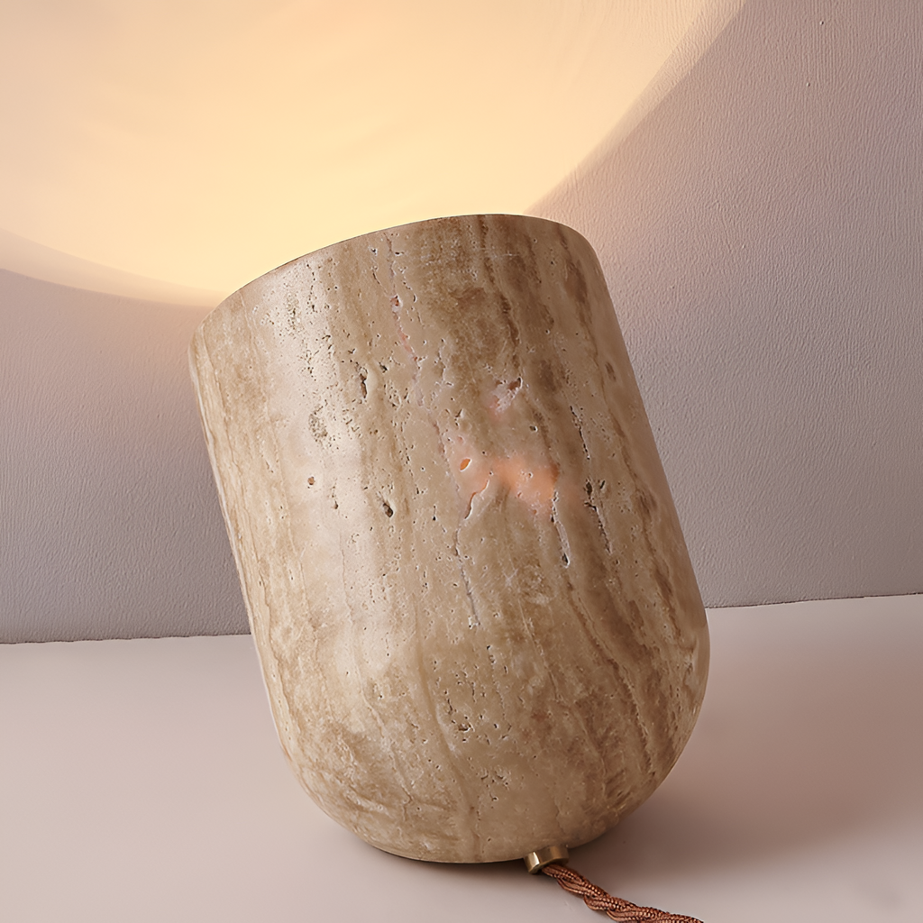 Struktureret Cylinderformet Bordlampe - Abstrakt