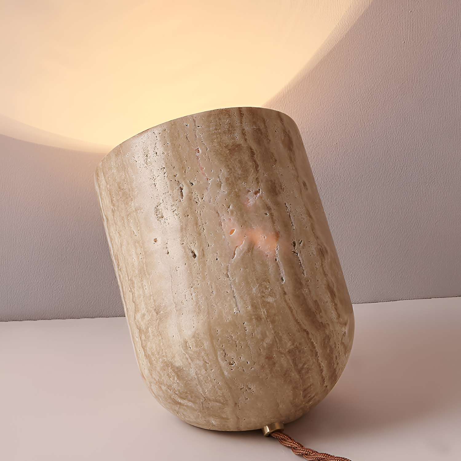 Struktureret Cylinderformet Bordlampe - Abstrakt