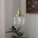Tekstureret Glas Messing Pendellampe - Industriel