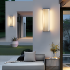Rektangulær Solenergi Rillet Væglampe - Minimalistisk